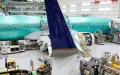 Boeing 737 MAX airplanes are shown on the assembly line during a brief media tour at the Boeing facility in Renton, Washington. Photo by Xinhua.
