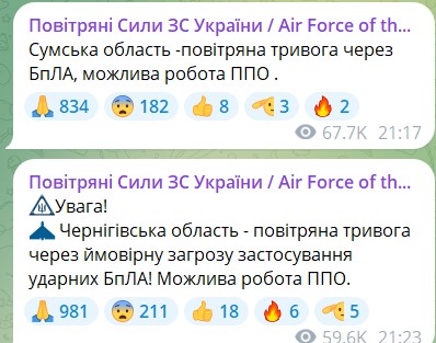 Фото: t.me/Повітряні Сили ЗСУ