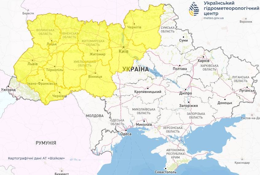 Штормове попередження 6 жовтня. Карта: Укргідрометцентр