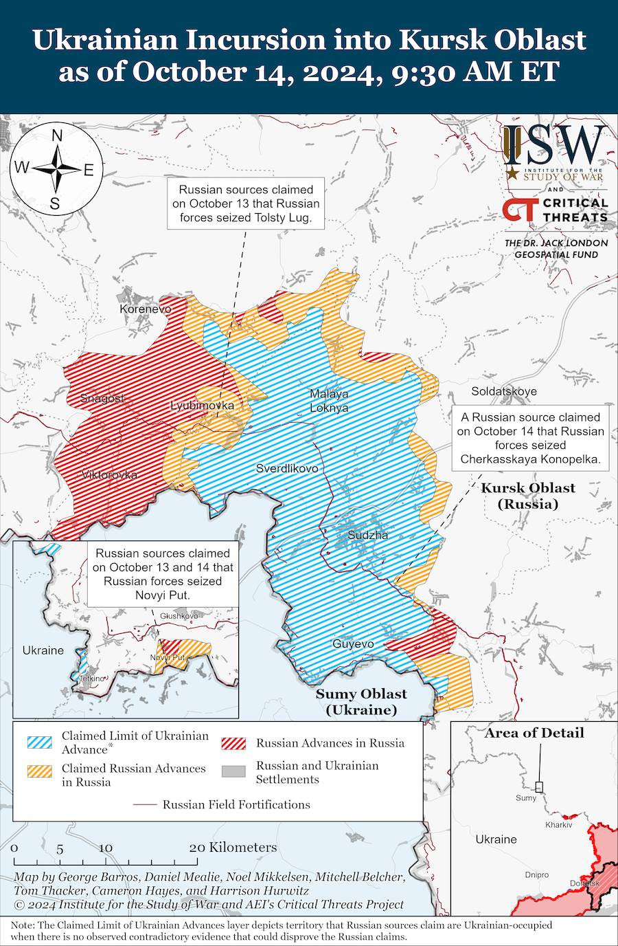 Map of hostilities in the Kursk Oblast from ISW analysts. Photo: understandingwar.org