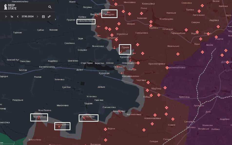 Просування ворога за даними OSINT-проєкту DeepState. Карта: DeepState