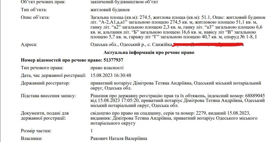 Витяг з реєстру. Фото: OBOZ.UA