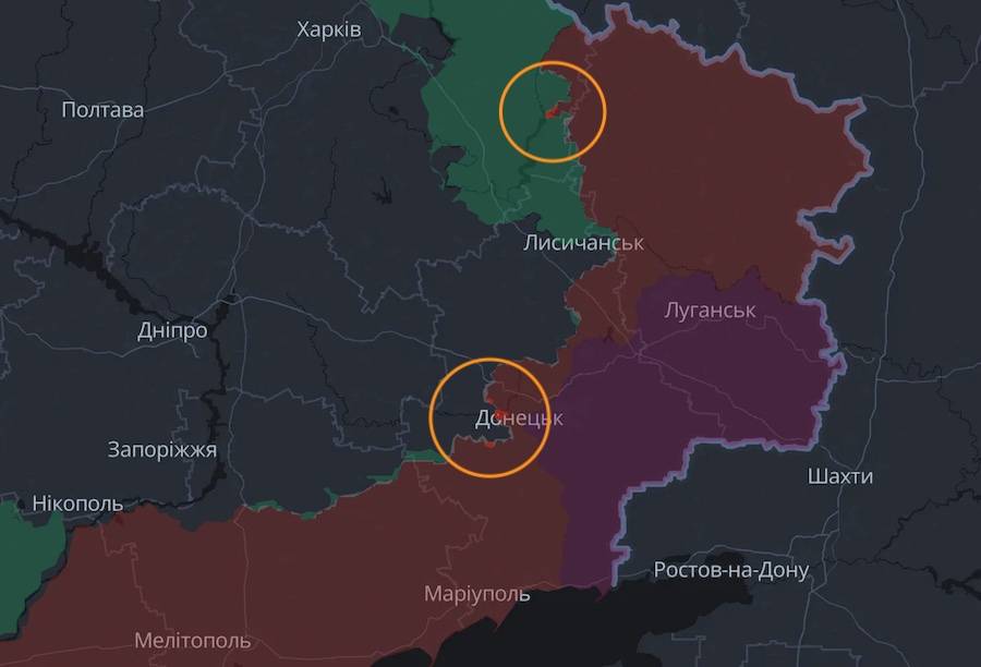 Screenshot of the DeepState interactive map