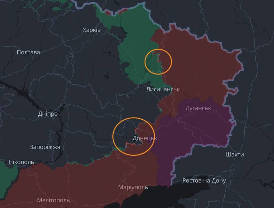 Скріншот інтерактивної мапи DeepState