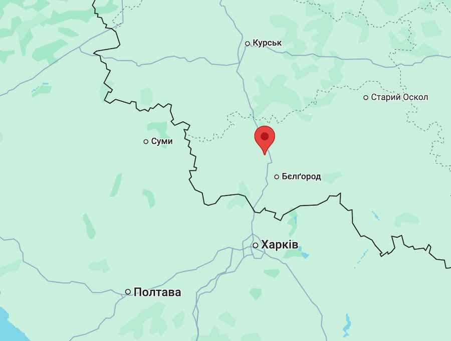 Літак армії РФ скинув бомбу на селище в Бєлгородській області. Фото: Google Maps
