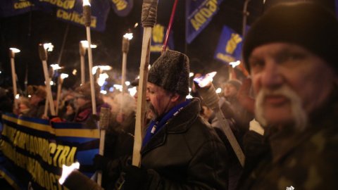 Факельное шествие в день рождения Бандеры в Киеве