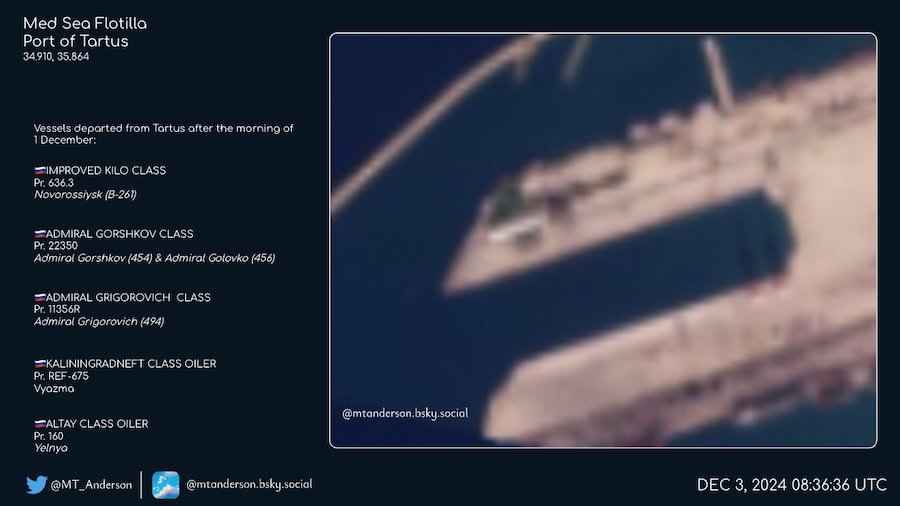 The empty base of the russian fleet in Tartus. Photo: x.com/MT_Anderson