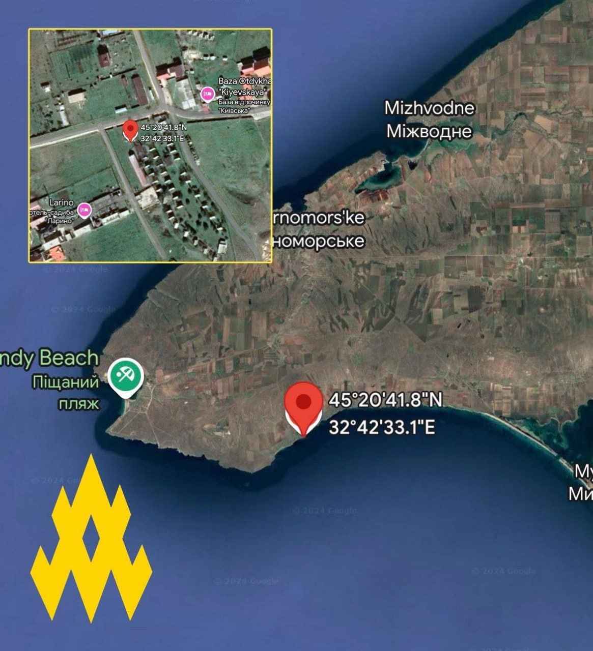 Coordinates of the russians' location. Collage: ATESH