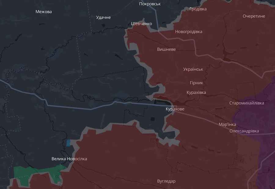 Приблизна лінія фронту станом на сьогодні, 11 грудня. Скріншот інтерактивної мапи DeepState
