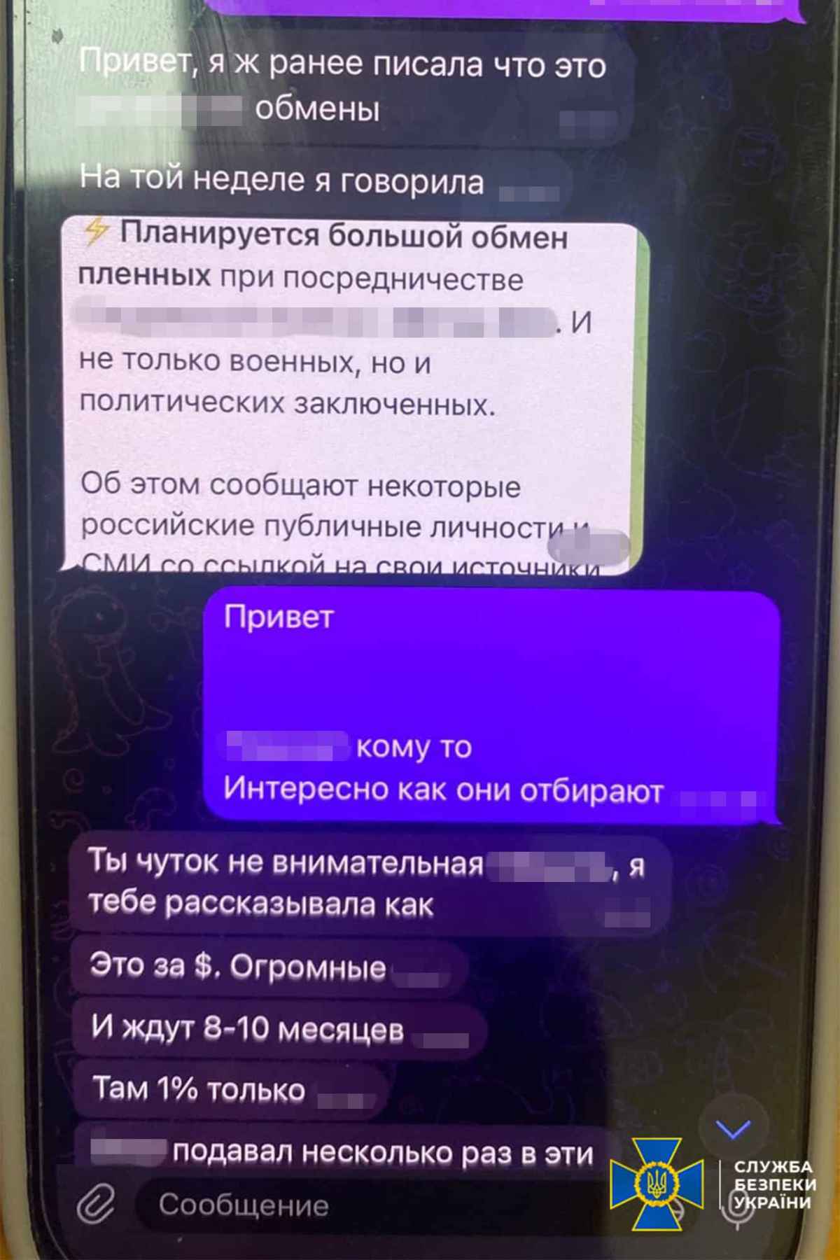 Переписка з шахрайкою. Фото: СБУ