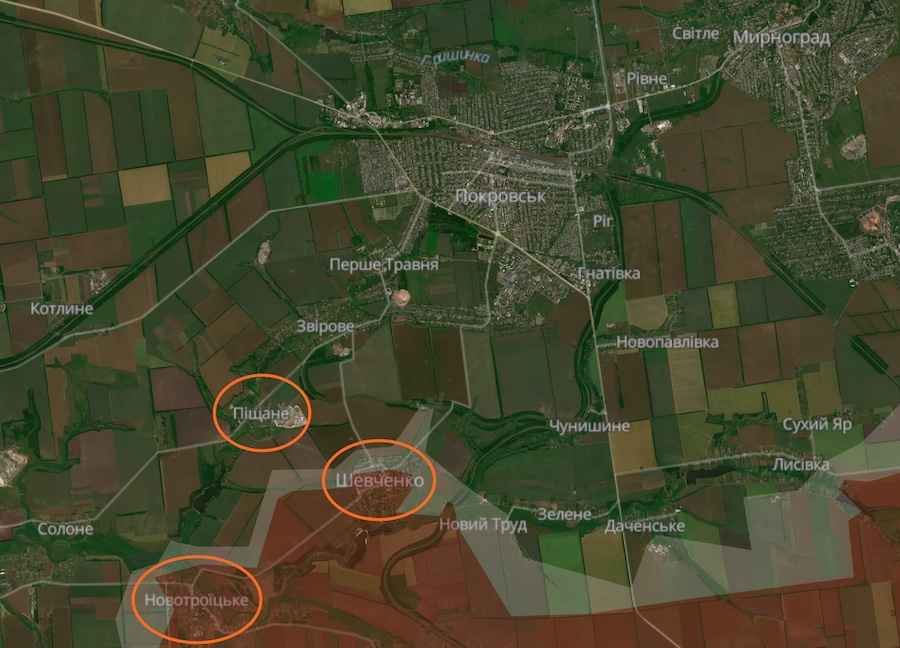 Район Покровська на інтерактивній мапі DeepState. Фото: скріншот