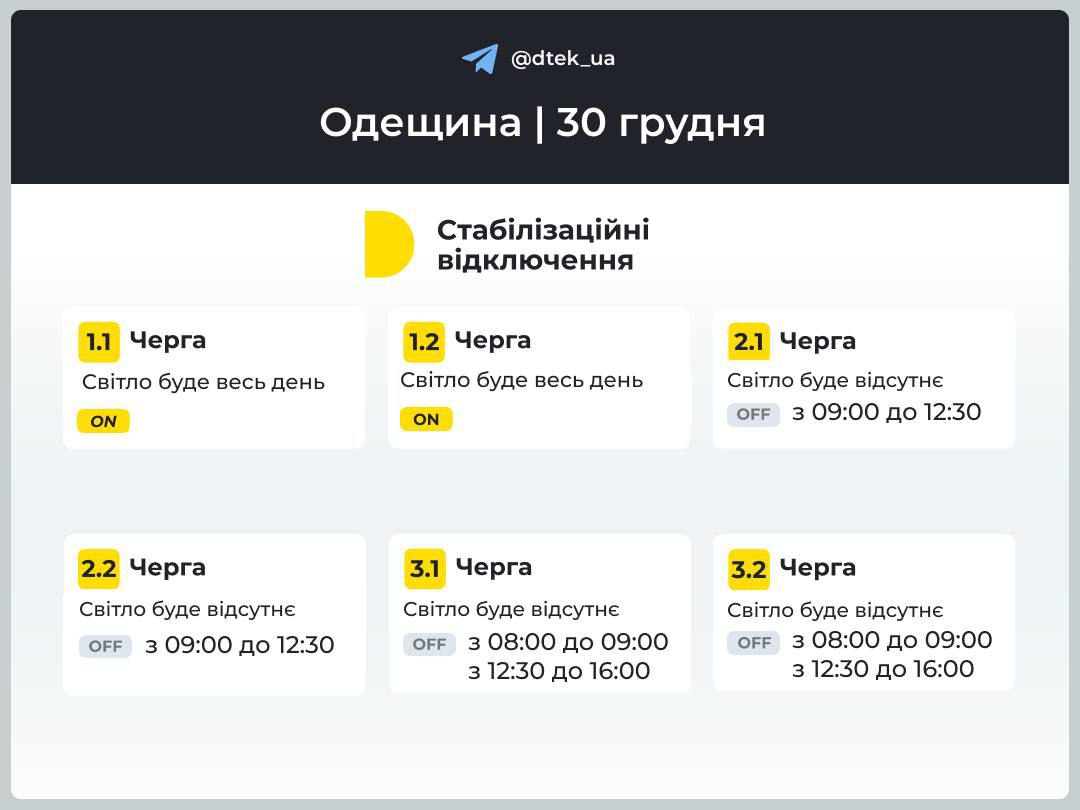 Отключение света в Одесской области.