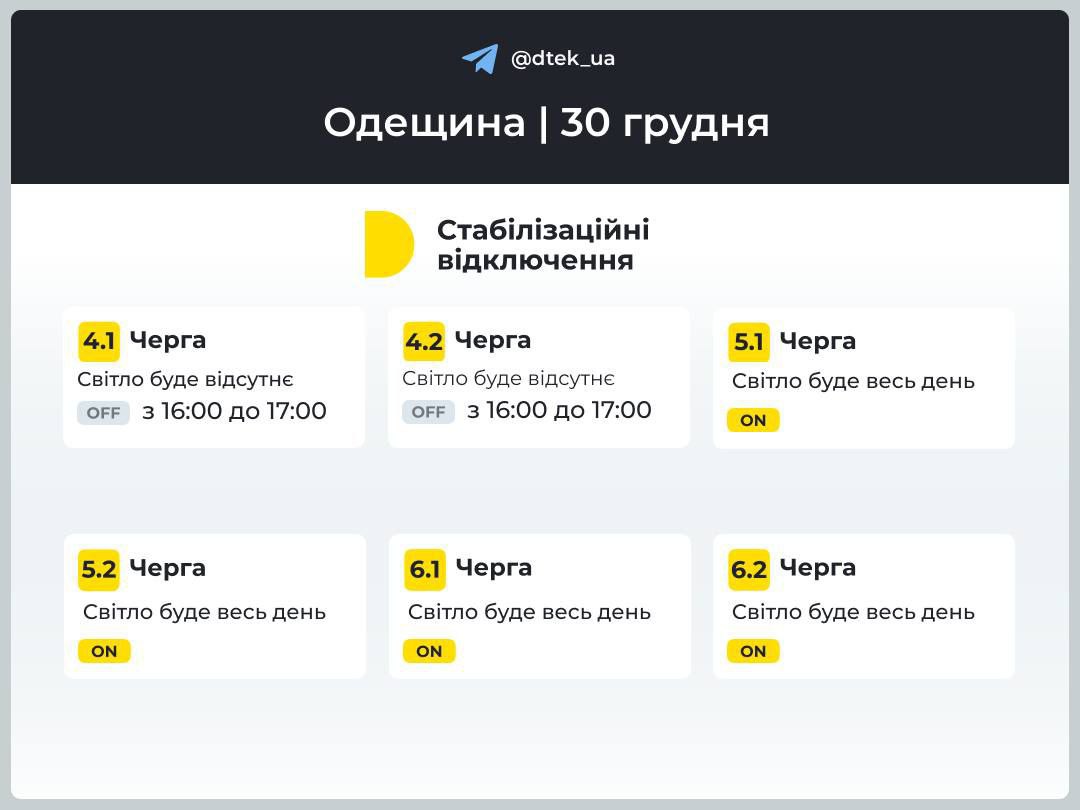 Отключение света в Одесской области.