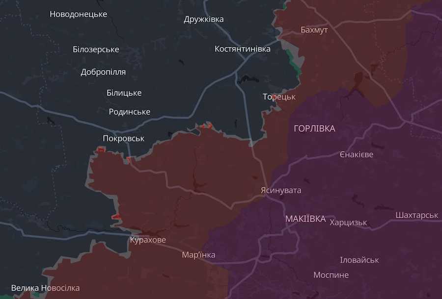 Скріншот інтерактивної мапи DeepState.