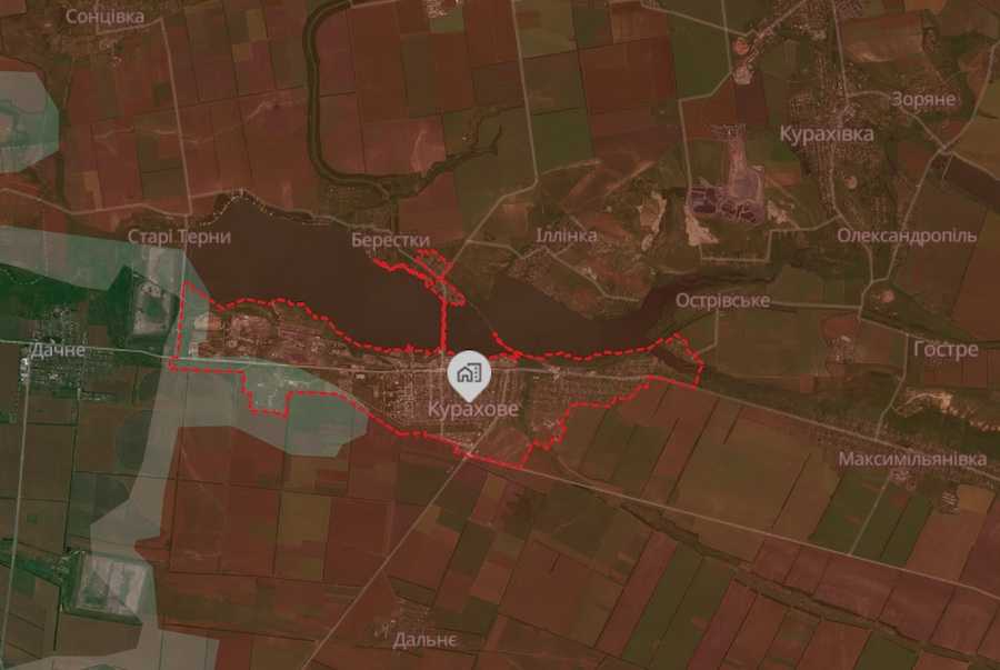 Курахове. Скріншот інтерактивної мапи DeepState.