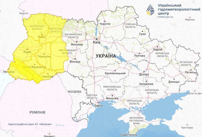 Штормове попередження 10 січня. Мапа: 