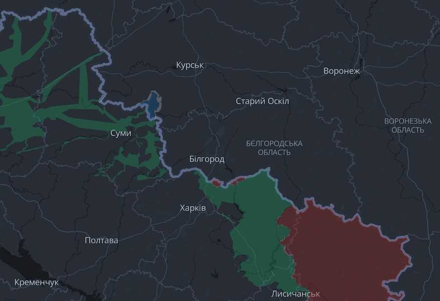 Бєлгород на інтерактивній мапі проєкту DeepState. Фото: скріншот.