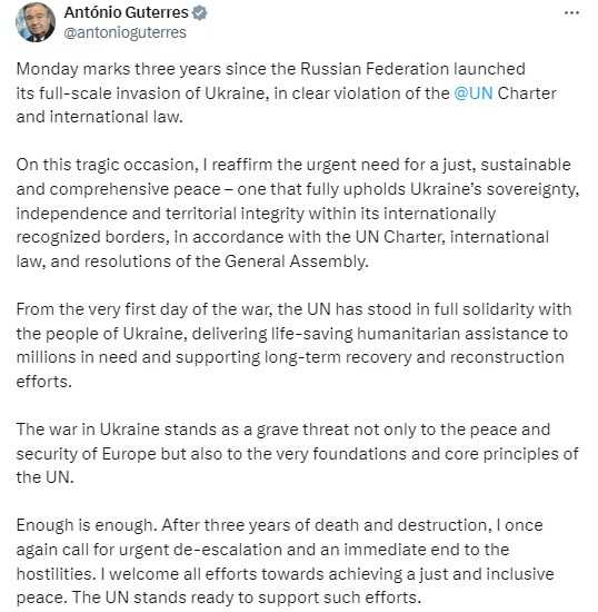 Photo: x.com/antonioguterres