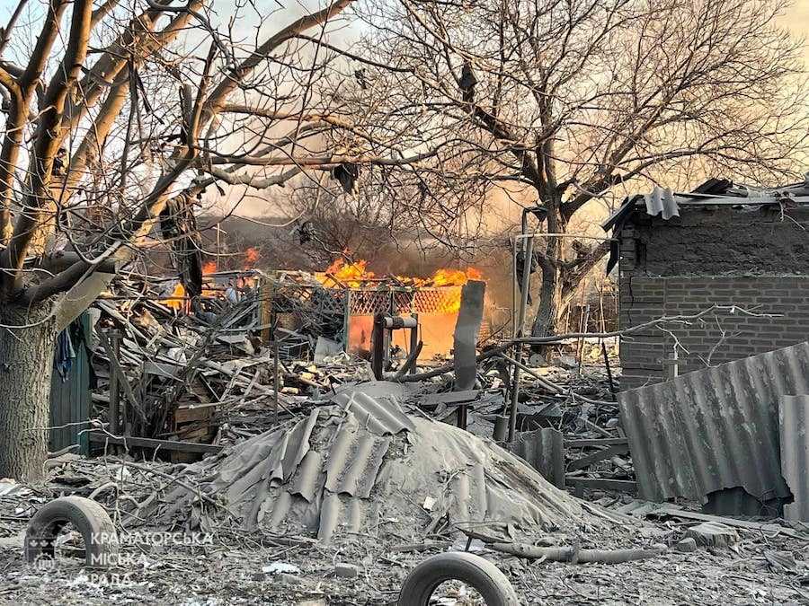 The consequences of the russian shelling. Photo: Kramatorsk City Council.