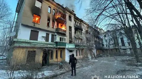 Последствия обстрелов в Донецкой области. Фото: Нацполиция