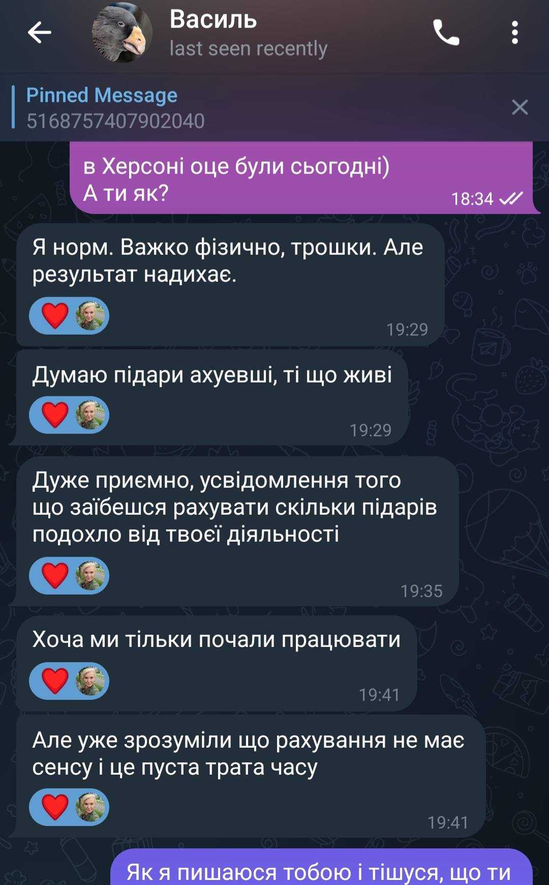 Переписка Василя та Світлани. Фото: Facebook/Svitlana Povalyaeva