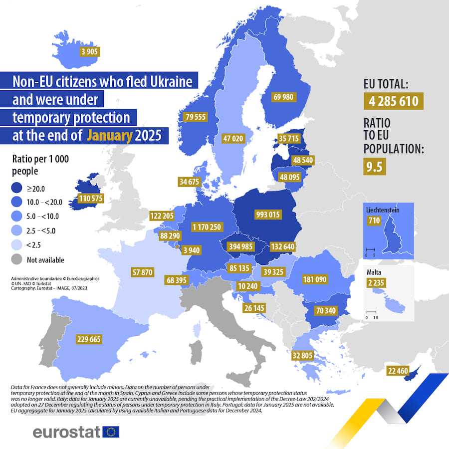 The number of refugees from Ukraine in the European Union. Photo: ec.europa.eu.
