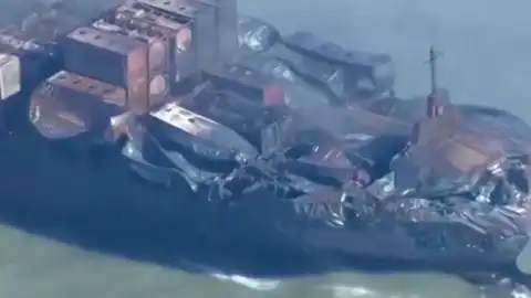 Последствия пожара в судне. Скриншот видео