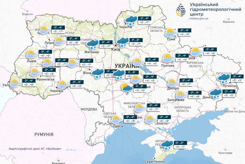 Прогноз погоди 19 березня. Мапа: Укргідрометцентр

