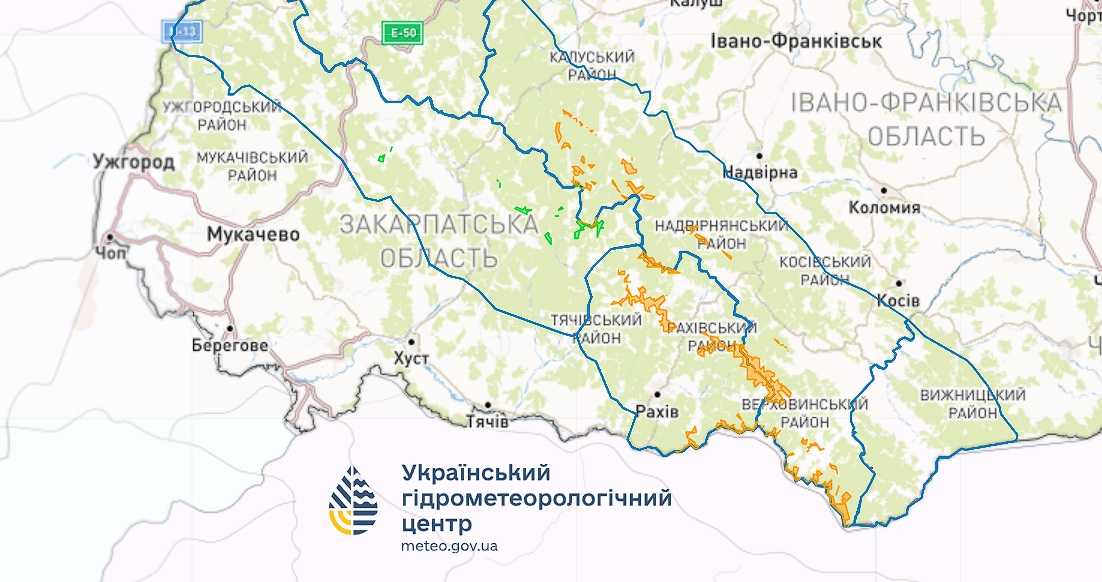Сніголавинна небезпека. Мапа: Укргідрометцентр