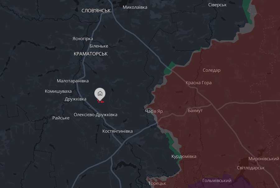 Село Куртівка на інтерактивній мапі аналітичного проєкту DeepState. Фото: скріншот.