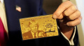 Trump shows off "gold card" with his portrait: for USD 5 million it gives right to reside in US