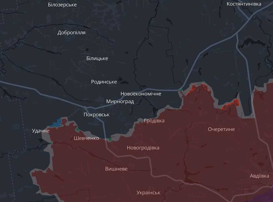Скріншот інтерактивної мапи DeepState.