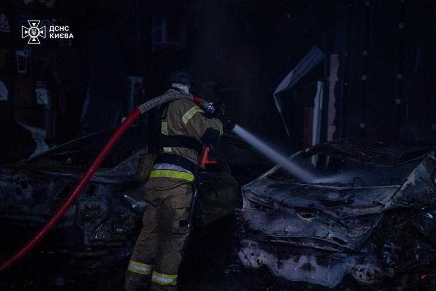 Consequences of the attack of the russian army UAVs on Kyiv on May 4. Photo: State Emergency Service of Ukraine.