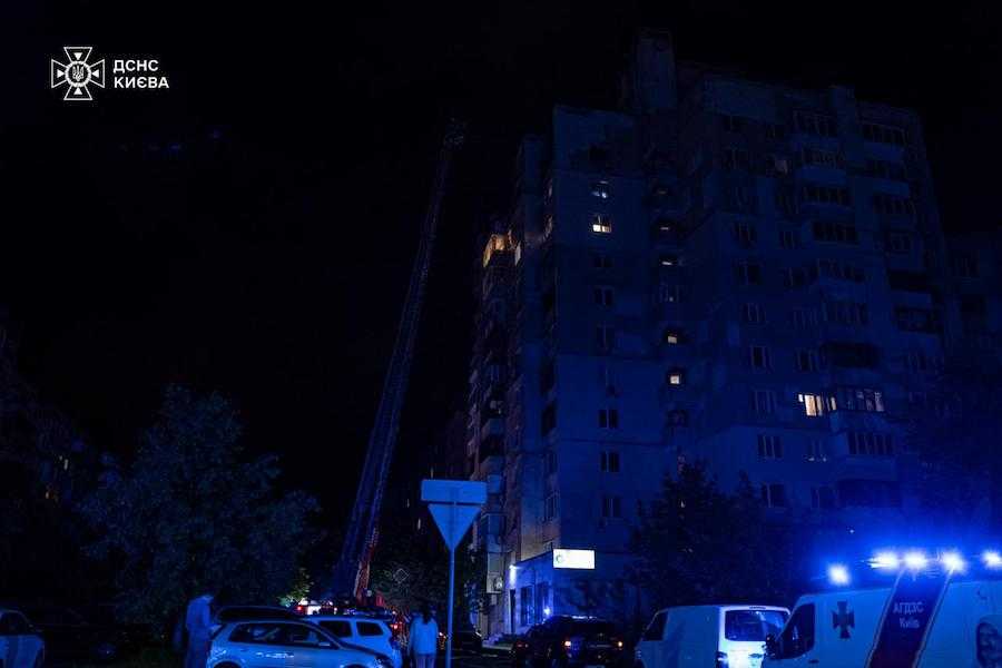 Consequences of the attack of the russian army UAVs on Kyiv on May 4. Photo: State Emergency Service of Ukraine.