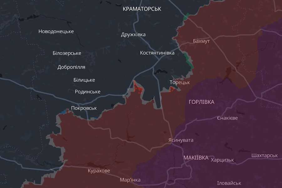 Скріншот інтерактивної мапи DeepState.