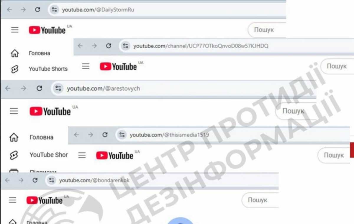 Блокування Youtube-каналів. Фото: ЦПД