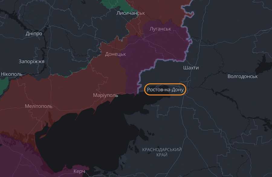 Ростов-на-Дону на інтерактивній мапі проєкту DeepState.