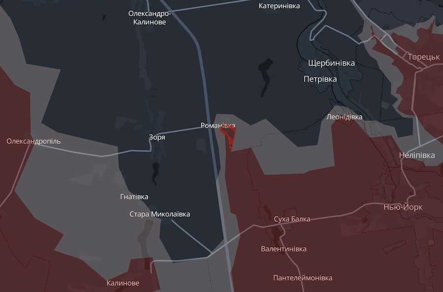 Скріншот інтерактивної мапи DeepState.