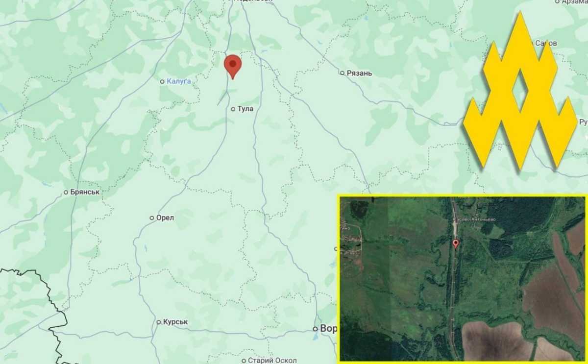 Місце, де партизани вивели з ладу релейну шафу на залізничному полотні. Мапа: 