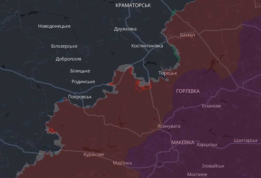 Скріншот інтерактивної мапи DeepState.