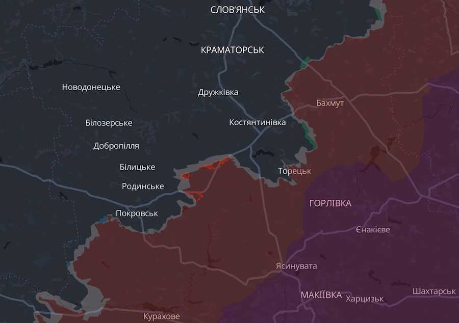Скріншот інтерактивної мапи DeepState.