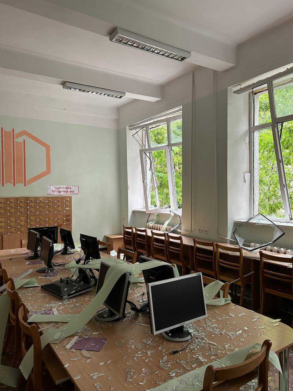 Destruction at the Odesa Technological University. Photo: facebook.com/olechka.olshevska