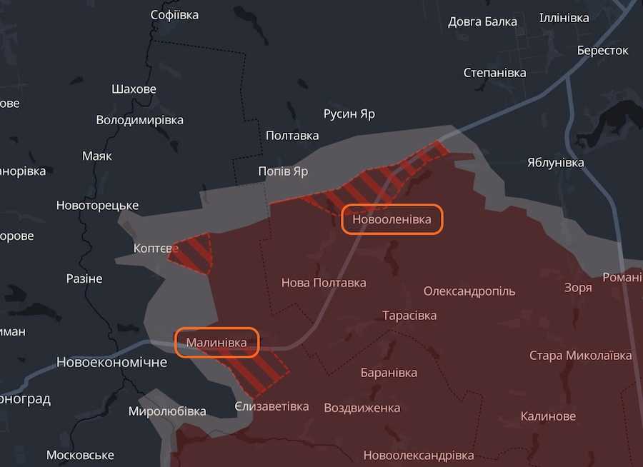 Скріншот інтерактивної мапи DeepState.