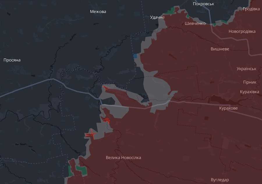 Скріншот інтерактивної мапи DeepState.