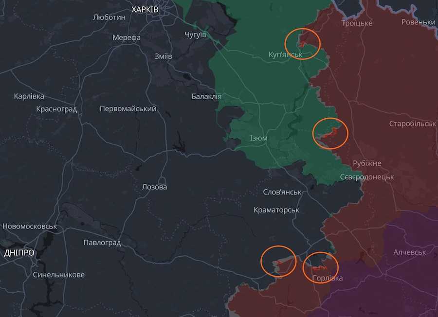 Скріншот інтерактивної мапи DeepState.