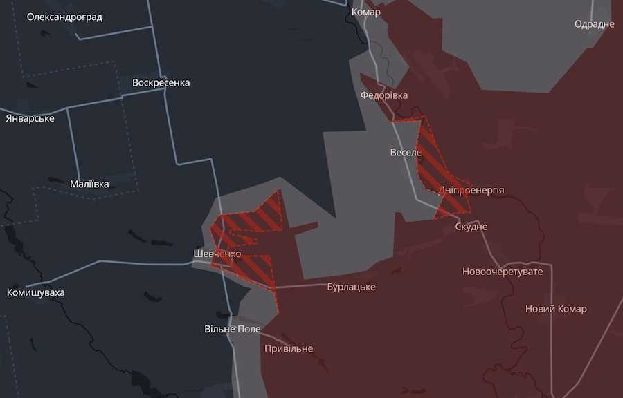 Скріншот інтерактивної мапи DeepState.