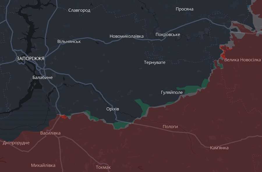 Скріншот інтерактивної мапи DeepState.