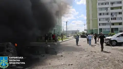 Первые минуты после атаки РФ по Харькову. Скриншот видео
