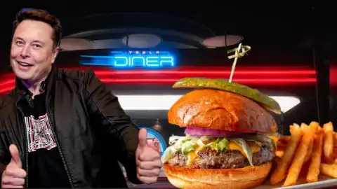 Ілон Маск відкрив закусочну Tesla Diner Колаж УН