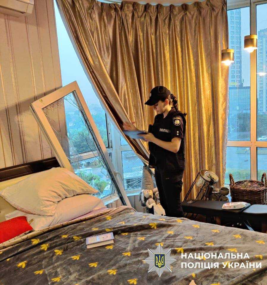 Наслідки атаки на Київ в ніч на 28 липня. Фото: Поліція Києва